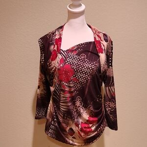 Boho Chic Floral Woman's Top Size XL